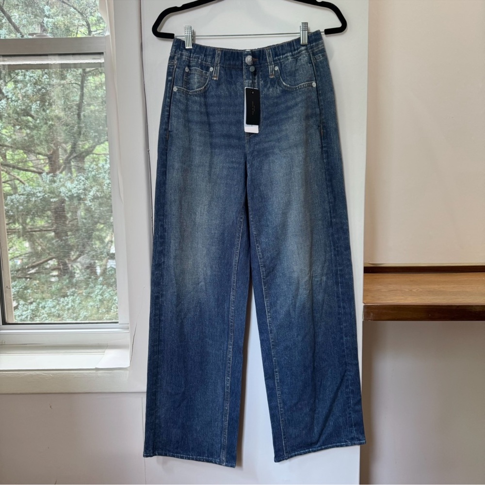 NWT Rag & Bone Miramar Wide-Leg Sweatpant Jeans Lenox Dark Blue Small - Picture 5 of 12